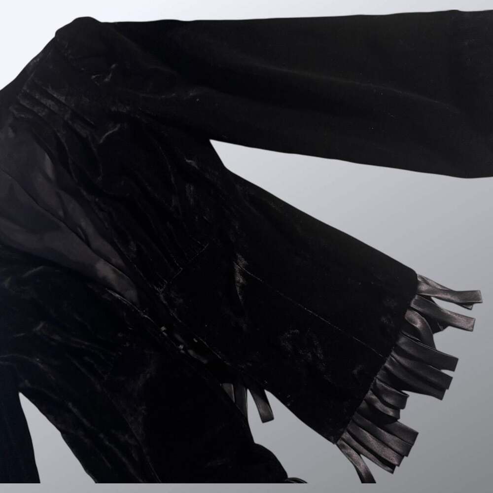 Nanette Lepore Black Velvet Fringed Hook and Eye Jacket